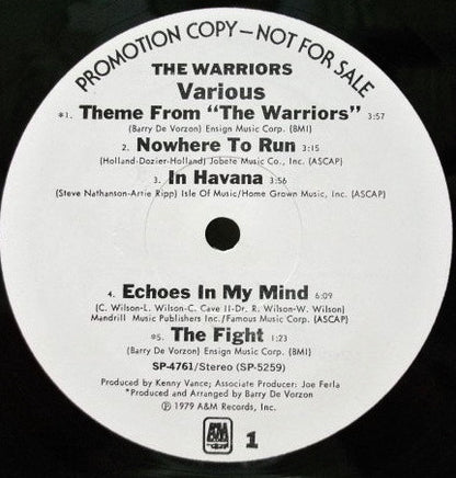 Various : The Warriors (The Original Motion Picture Soundtrack) (LP, Promo, Mon)