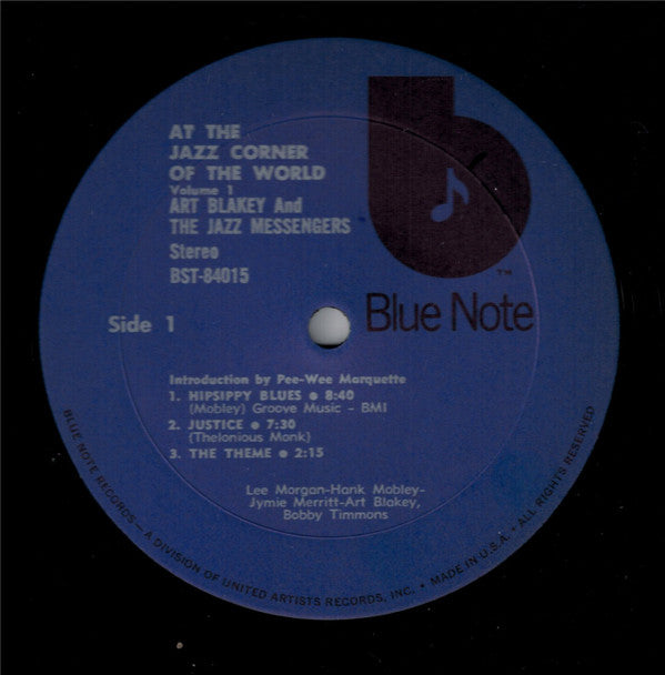 Art Blakey & The Jazz Messengers : At The Jazz Corner Of The World Vol. 1 (LP, Album, RE)