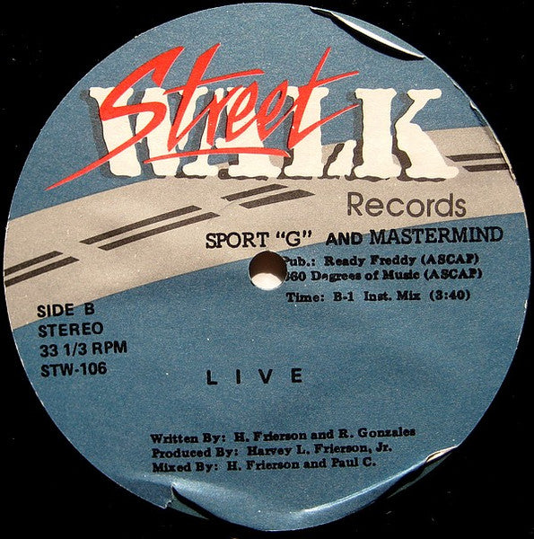 Sport "G" And Mastermind : Live (12")