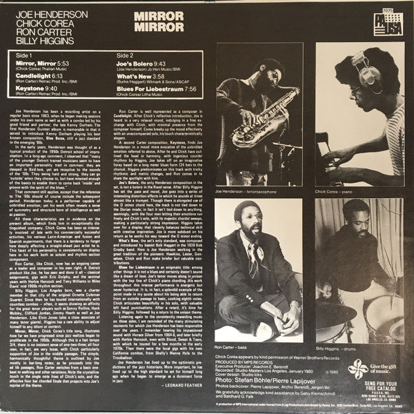 Joe Henderson, Chick Corea, Ron Carter, Billy Higgins : Mirror, Mirror (LP, Album)