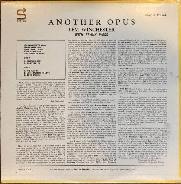 Lem Winchester : Another Opus (LP, Album, Mono)
