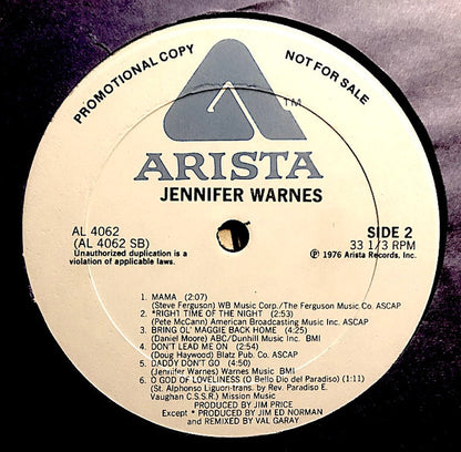 Jennifer Warnes : Jennifer Warnes (LP, Album, Promo)