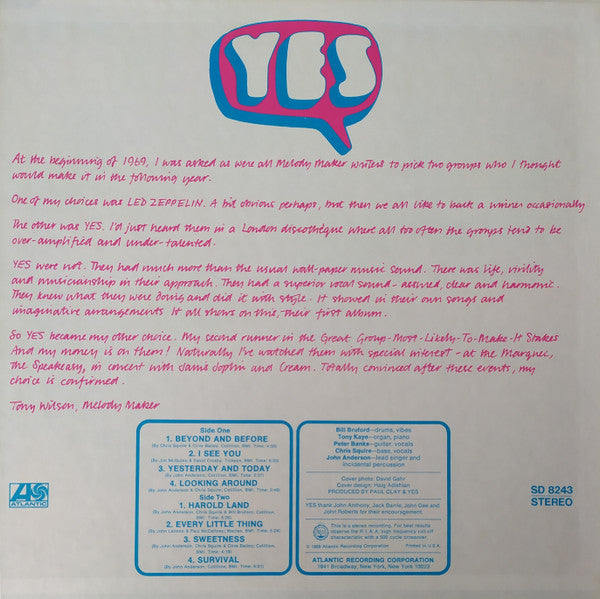 Yes : Yes (LP, Album, RE, PR )