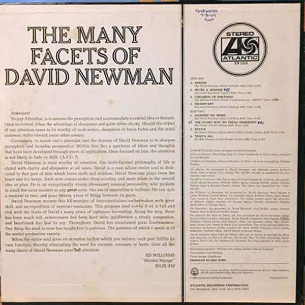 David "Fathead" Newman : The Many Facets Of David Newman (LP, Promo)