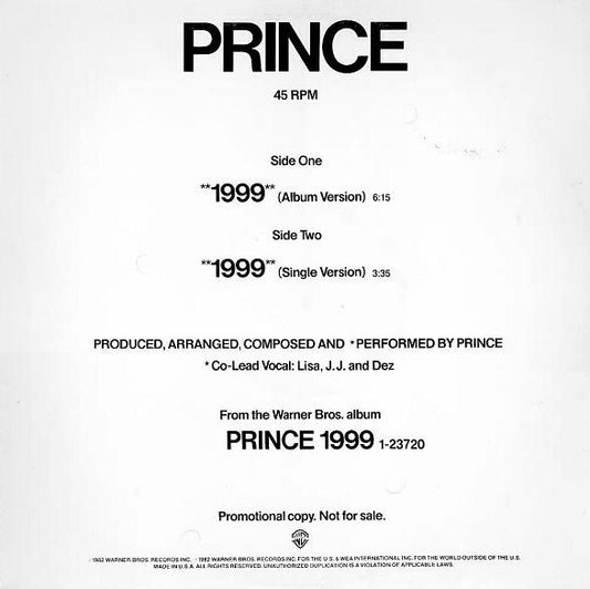 Prince : 1999 (12", Single, Promo)