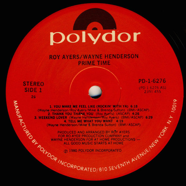 Roy Ayers - Wayne Henderson : Prime Time (LP, Album, PRC)