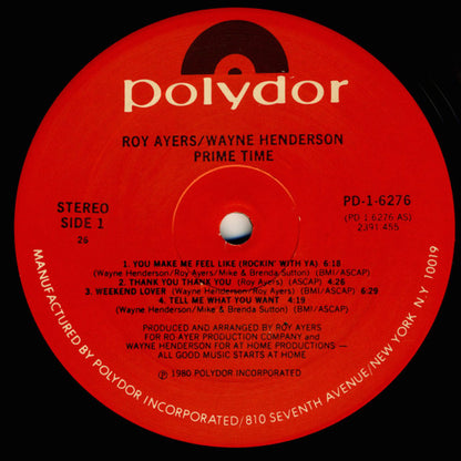 Roy Ayers - Wayne Henderson : Prime Time (LP, Album, PRC)