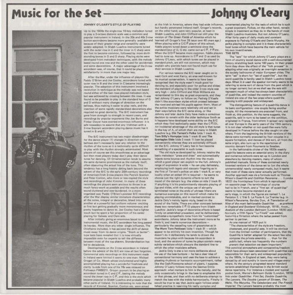 Johnny O'Leary : Music For The Set - Music From Sliabh Luachra Vol. 5 (LP, Album)