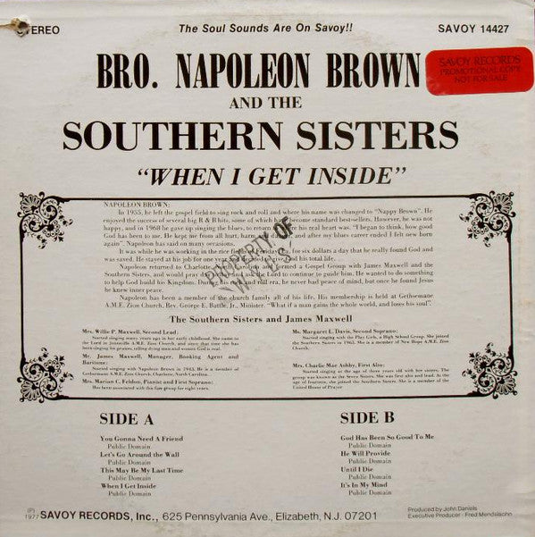 Nappy Brown & The Southern Sisters : When I Get Inside (LP)