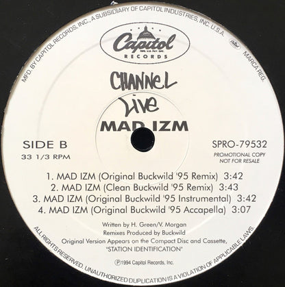 Channel Live : Mad Izm (Buckwild Mixes) (12", Promo)