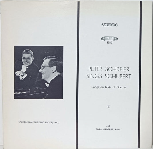 Franz Schubert / Peter Schreier, Walter Olbertz : Peter Schreier Sings Schubert / Songs On Texts Of Goethe (LP)