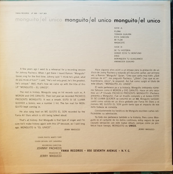 Monguito El Unico Y Su Conjunto : Monguito El Unico Y Su Conjunto (LP, Album, Mono)