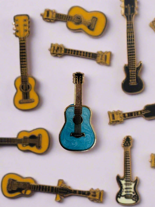Guitar Blue Hard Enamel Pin