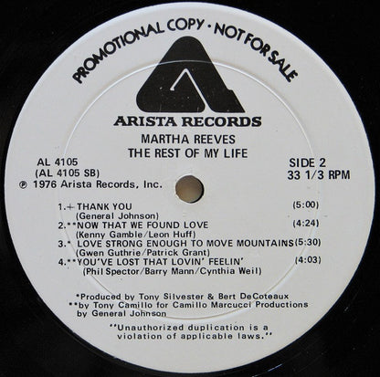 Martha Reeves : The Rest Of My Life (LP, Album, Promo, Pet)