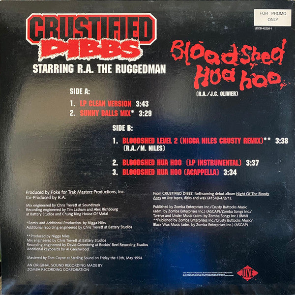 Crustified Dibbs : Bloodshed Hua Hoo (12", Promo)