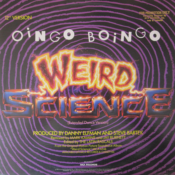 Oingo Boingo : Weird Science (Extended Dance Version) (12", Glo)