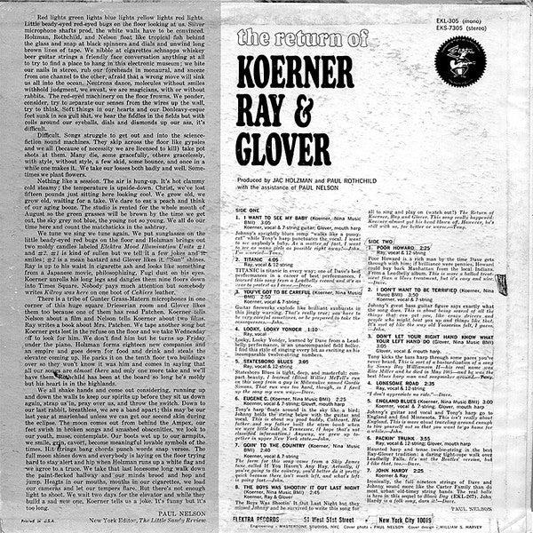 Koerner, Ray & Glover : The Return Of Koerner, Ray & Glover (LP, Mono)