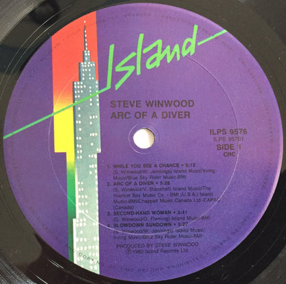 Steve Winwood : Arc Of A Diver (LP, Album, Club, RP, CRC)
