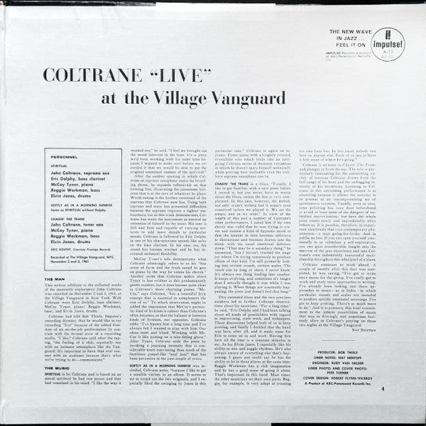 John Coltrane : "Live" At The Village Vanguard (LP, Album, RE, Gat)