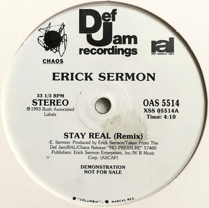 Erick Sermon : Stay Real (Remix) (12", Promo)