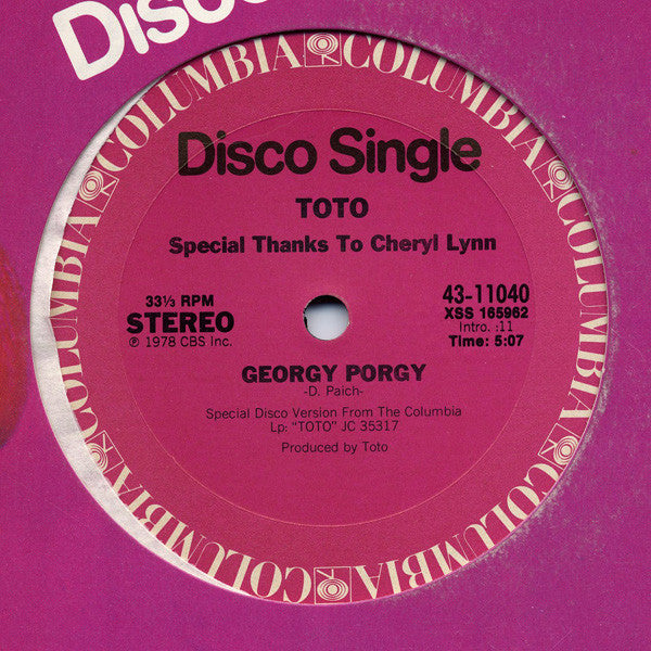 Toto : Georgy Porgy (12", Single)