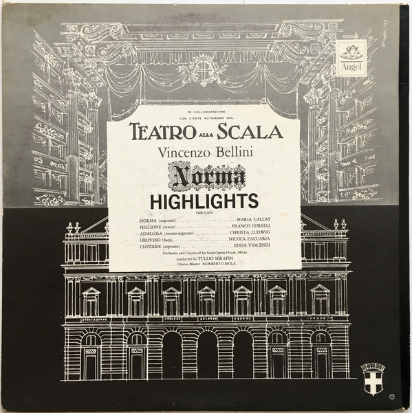 Maria Callas, Franco Corelli, Christa Ludwig, Orchestra Del Teatro Alla Scala And Coro Del Teatro Alla Scala, Tullio Serafin : La Scala Presents 'Norma' · Highlights By Bellini (LP, Boo)