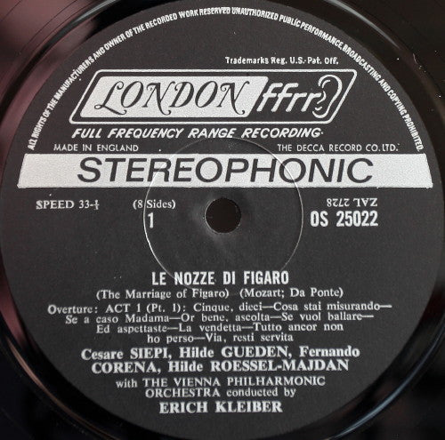 Wolfgang Amadeus Mozart, Wiener Philharmoniker, Erich Kleiber, Hilde Güden, Lisa Della Casa, Suzanne Danco, Cesare Siepi, Alfred Poell, Fernando Corena : Le Nozze Di Figaro (4xLP + Box)