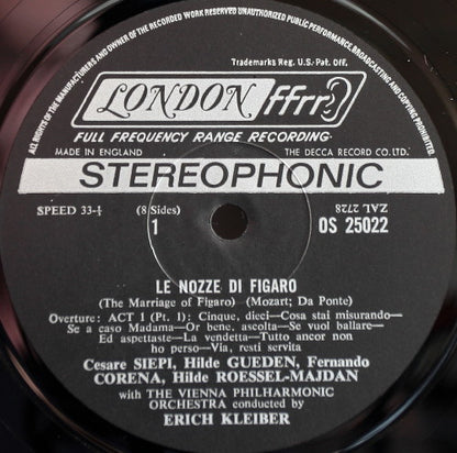 Wolfgang Amadeus Mozart, Wiener Philharmoniker, Erich Kleiber, Hilde Güden, Lisa Della Casa, Suzanne Danco, Cesare Siepi, Alfred Poell, Fernando Corena : Le Nozze Di Figaro (4xLP + Box)