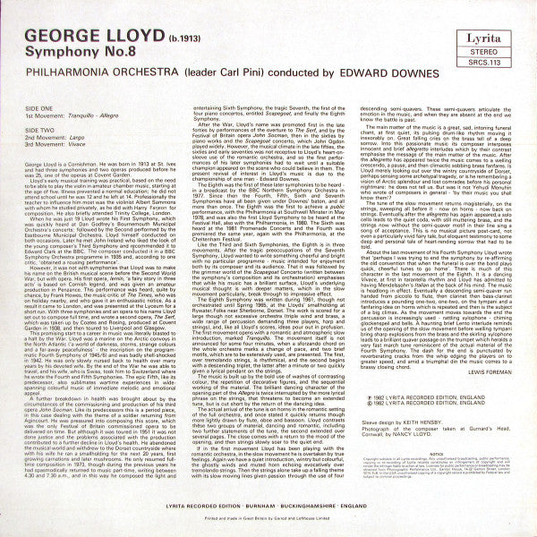 George Lloyd - Philharmonia Orchestra Conducted By Edward Downes : Symphony No. 8 (LP)