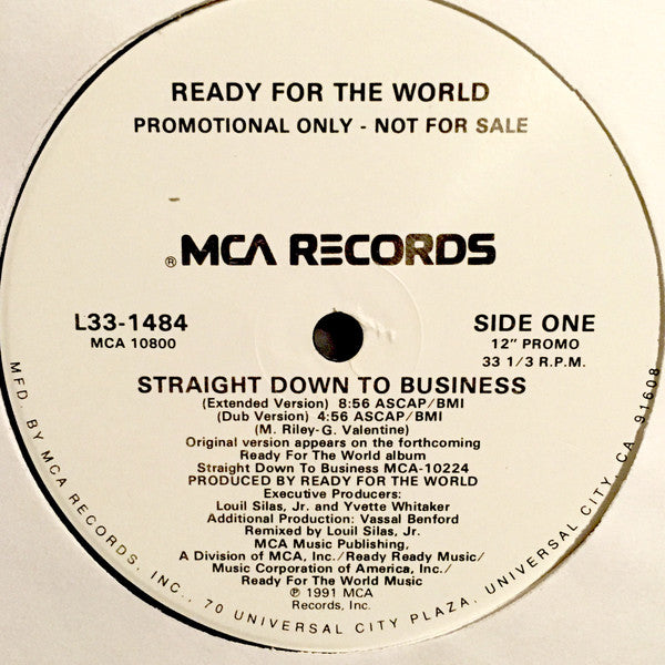 Ready For The World : Straight Down To Business (12", Promo)