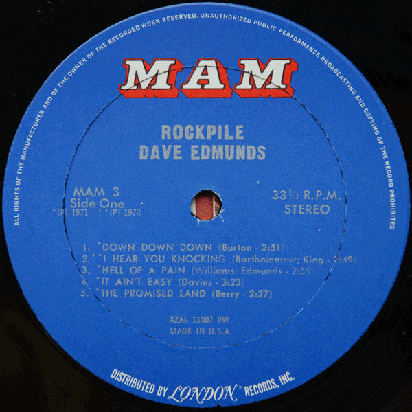 Dave Edmunds : Rockpile (LP, Album, Bes)