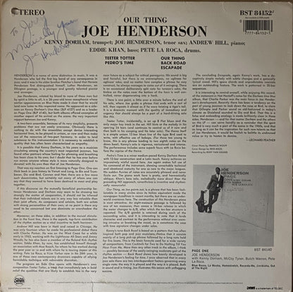 Joe Henderson : Our Thing (LP, Album, RE, RM, DMM)