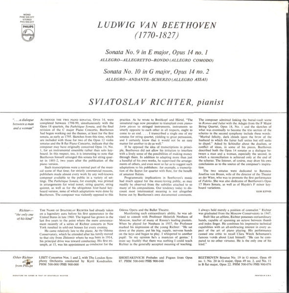 Sviatoslav Richter / Ludwig van Beethoven : Piano Sonatas: E Major Opus 14 No. 1 / G Major Opus 14 No. 2 (LP, Album)