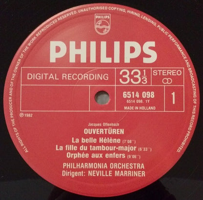 Philharmonia Orchestra • Sir Neville Marriner : Offenbach Ouvertures (LP, Album)