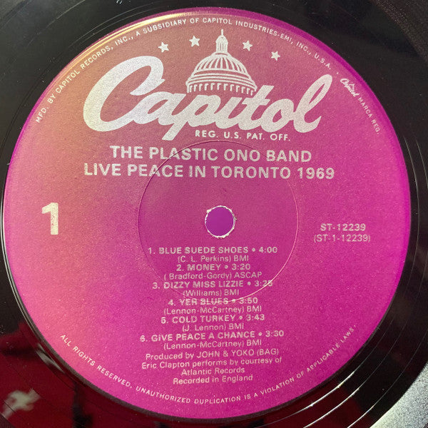 The Plastic Ono Band : Live Peace In Toronto 1969 (LP, Album, RE, Win)
