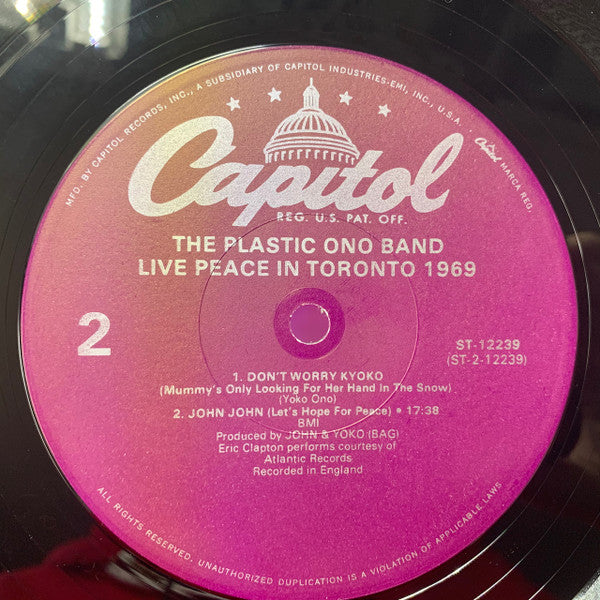 The Plastic Ono Band : Live Peace In Toronto 1969 (LP, Album, RE, Win)