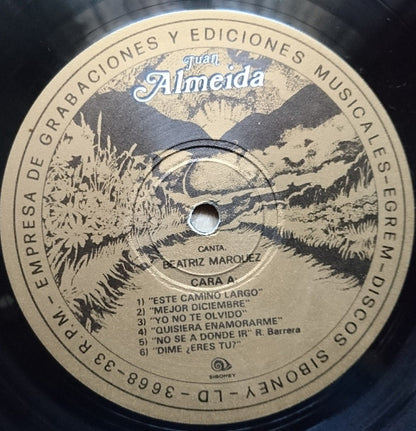 Juan Almeida Canta: Beatriz Márquez : Juan Almeida (LP, Album, Gat)