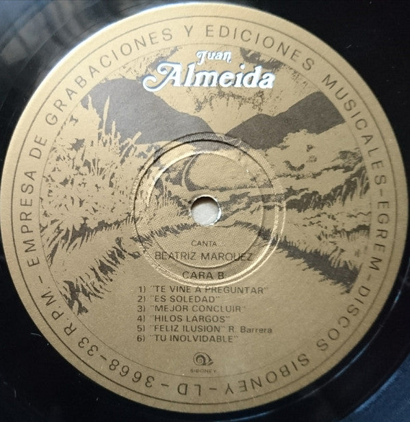 Juan Almeida Canta: Beatriz Márquez : Juan Almeida (LP, Album, Gat)