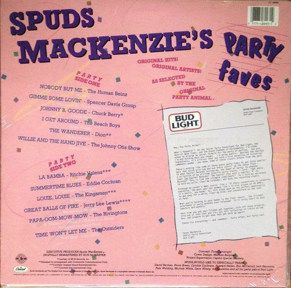 Various : Spuds MacKenzie's Party Faves (12", Comp)