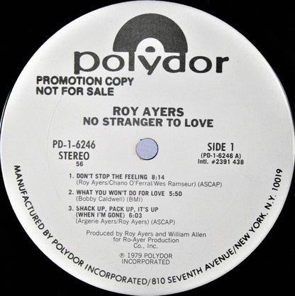 Roy Ayers : No Stranger To Love (LP, Album, Promo, 56 )