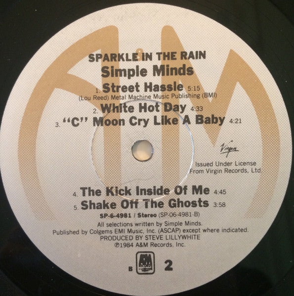 Simple Minds : Sparkle In The Rain (LP, Album, B=E)