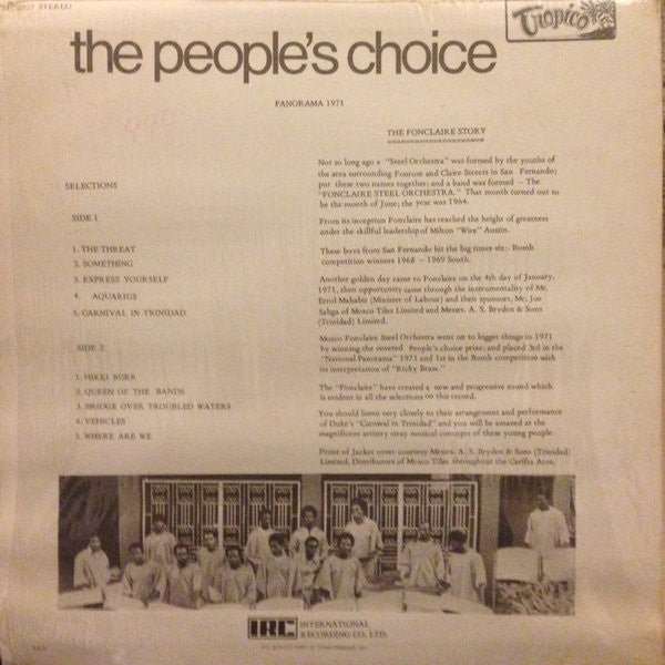Mosco Tiles Fonclaire Steel Orchestra : The People's Choice (LP, Album)