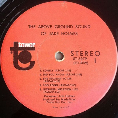 Jake Holmes : The Above Ground Sound Of Jake Holmes (LP, Album, Scr)