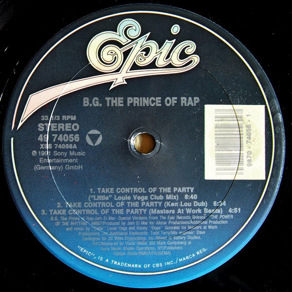 B.G. The Prince Of Rap : Take Control Of The Party! (12")