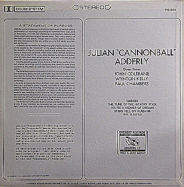 Cannonball Adderley : Julian "Cannonball" Adderly (LP, Comp)