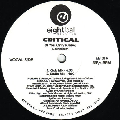 Wall Of Sound Featuring Gerald Latham : Critical (If You Only Knew) (12")