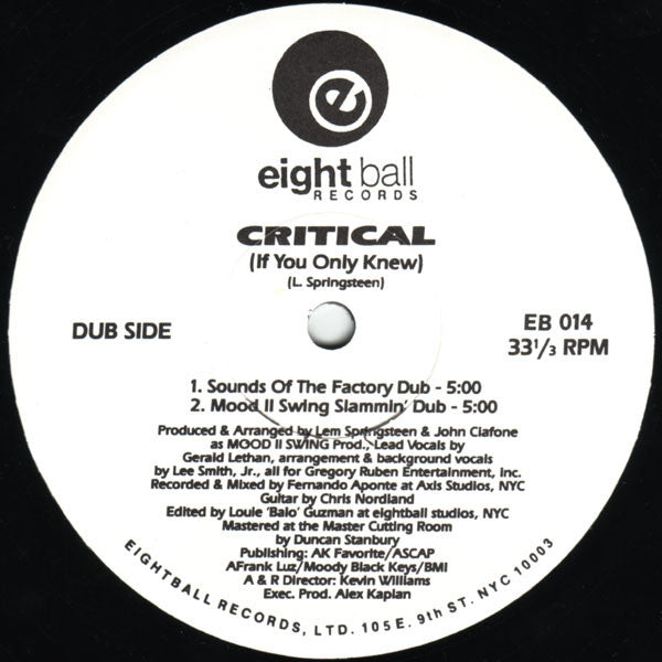 Wall Of Sound Featuring Gerald Latham : Critical (If You Only Knew) (12")