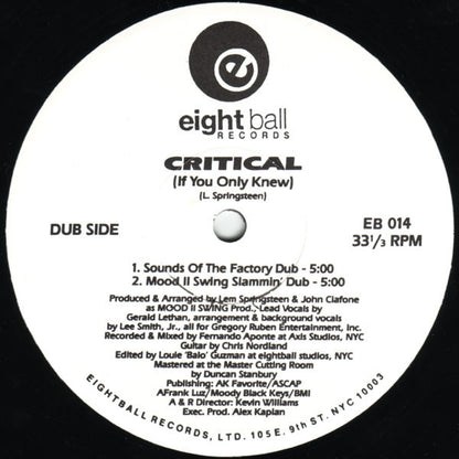 Wall Of Sound Featuring Gerald Latham : Critical (If You Only Knew) (12")