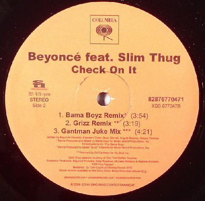 Beyoncé Feat. Slim Thug : Check On It (12")