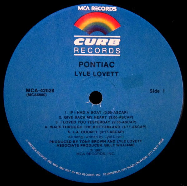 Lyle Lovett : Pontiac (LP, Album, Pin)